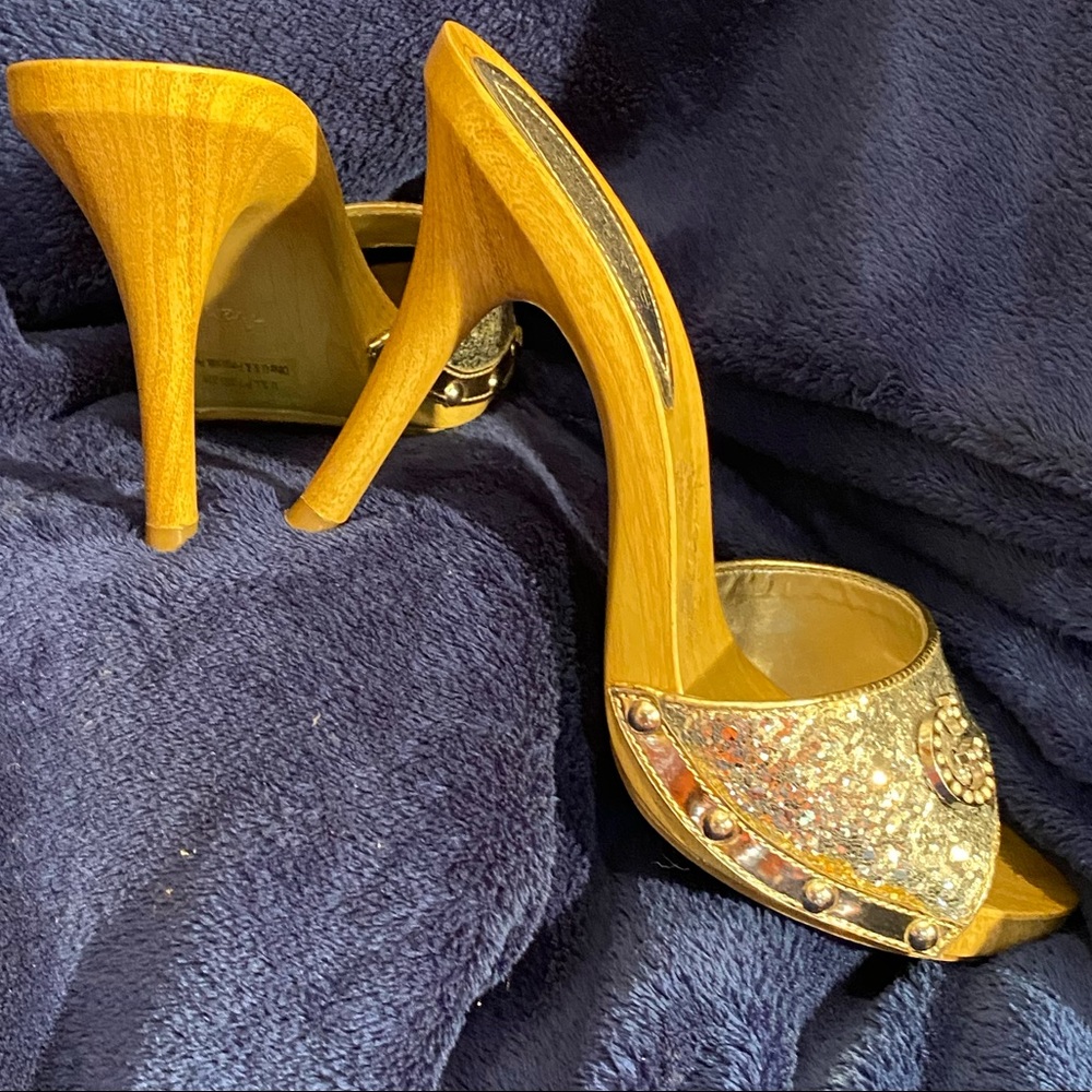 Guess silver glitter wooden platform heels - Picture 4 of 5